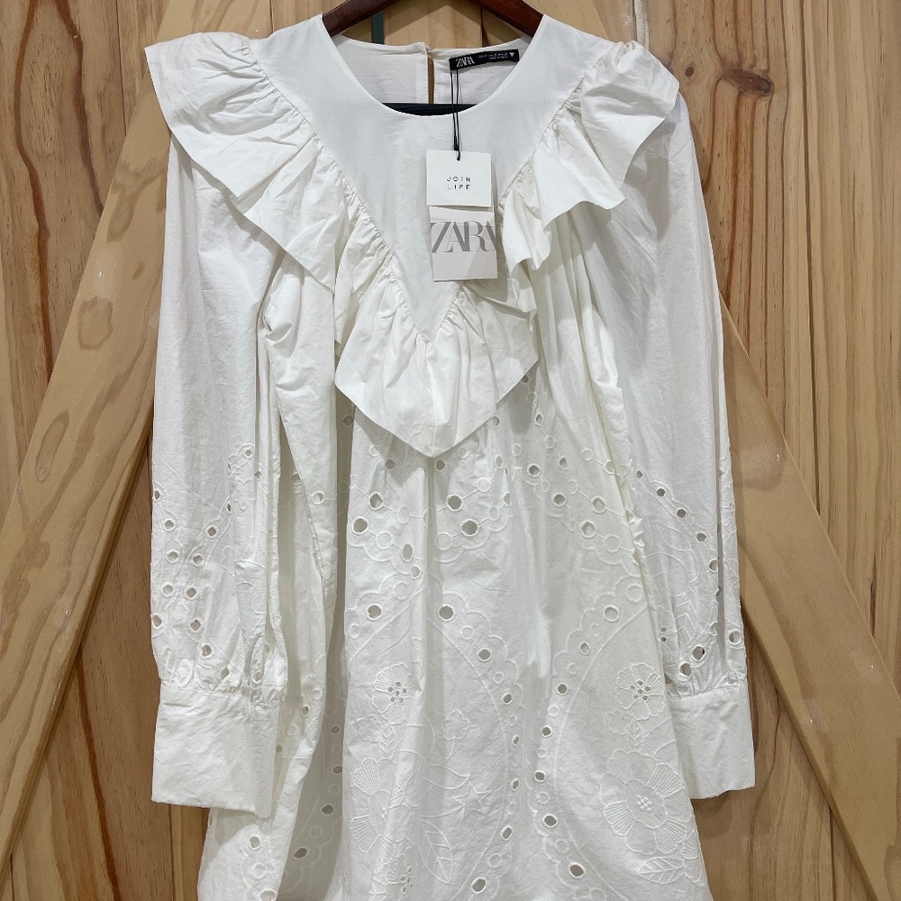 ZARA White Lace Ruffle Tunic Dress / Blouse – ZW Collection